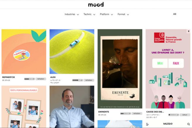 Screenshot of the Mood platform