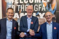 Vincent Wille, President Digital Print and Chemicals of Agfa, Stephen Tunnicliffe-Wilson, CEO of Inca, and Pascal Jury, CEO of Agf