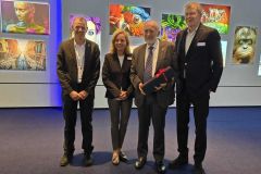 From left: Gil Oron, Landa CEO, Sabine Geldermann, Drupa CEO, Benny Landa, Erhard Wienkamp, Messe Dsseldorf CEO