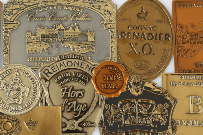 Realization Etiq'Etains custom metallization finish: gold, bronze, silver, copper, etc.