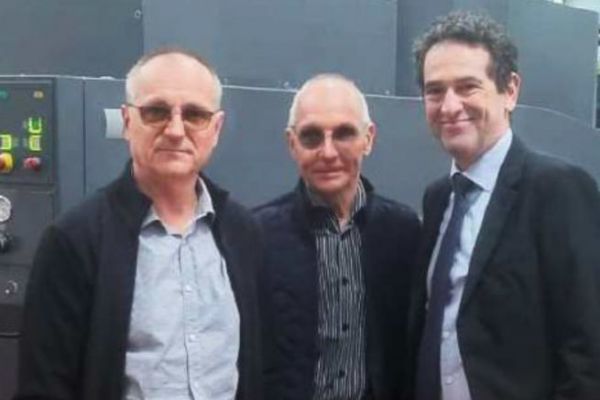 Jose and Denis Maciuk, directors of Freppel Imprimeur, and Isidore Leiser, CEO of Stratus Packaging