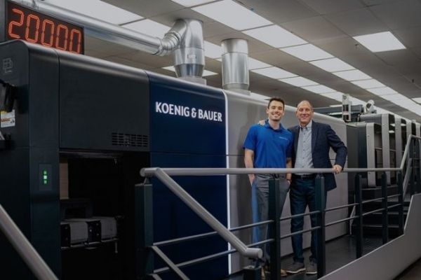 Nathan Elzer, Grafika Printing's Cardboard Manufacturing Engineering Manager, and Bernie Elzer III, CEO of Grafika Printing